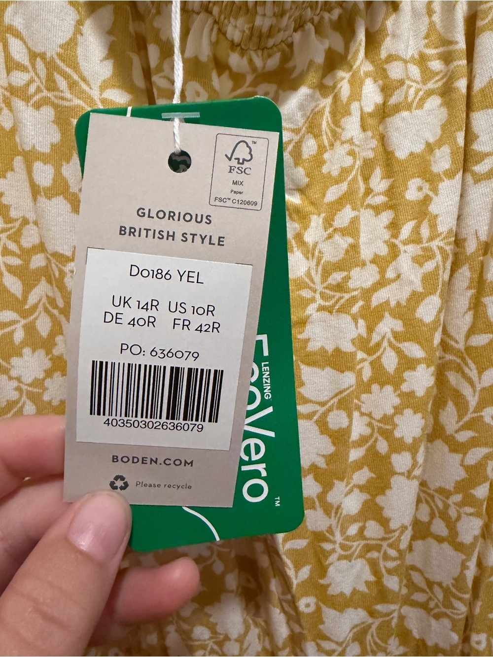 Boden Strappy Floral jumpsuit, Butter, size 10R NWT - Picture 6 of 6